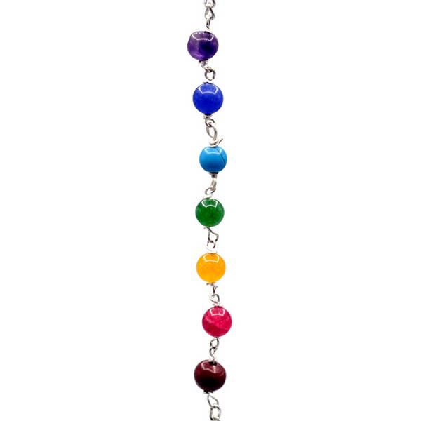 Round Amethyst Pendulum on Chain with 7 Chakras Minerals